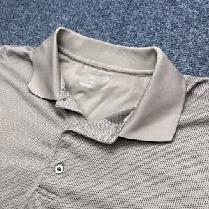 Champions Tour Golf Performance Mesh Tan Micro Pattern Short Sleeve Polo Shirt